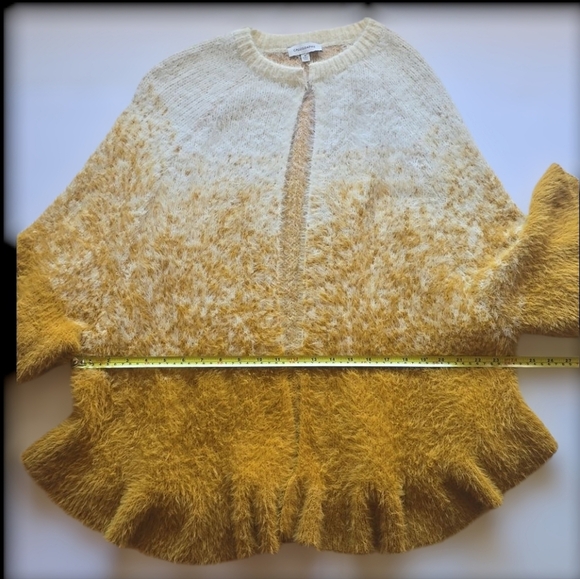 Anthropologie Calligraphie Ruffle Shawl Cardigan Bohemian Poncho Cape Ombre 1X - Picture 11 of 15